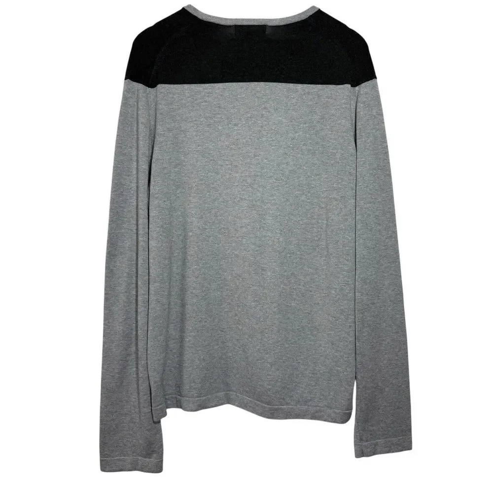 Banana Republic XL Silk Knit Sweater Color Block Y2K 08' V Neck Pullover Stretch